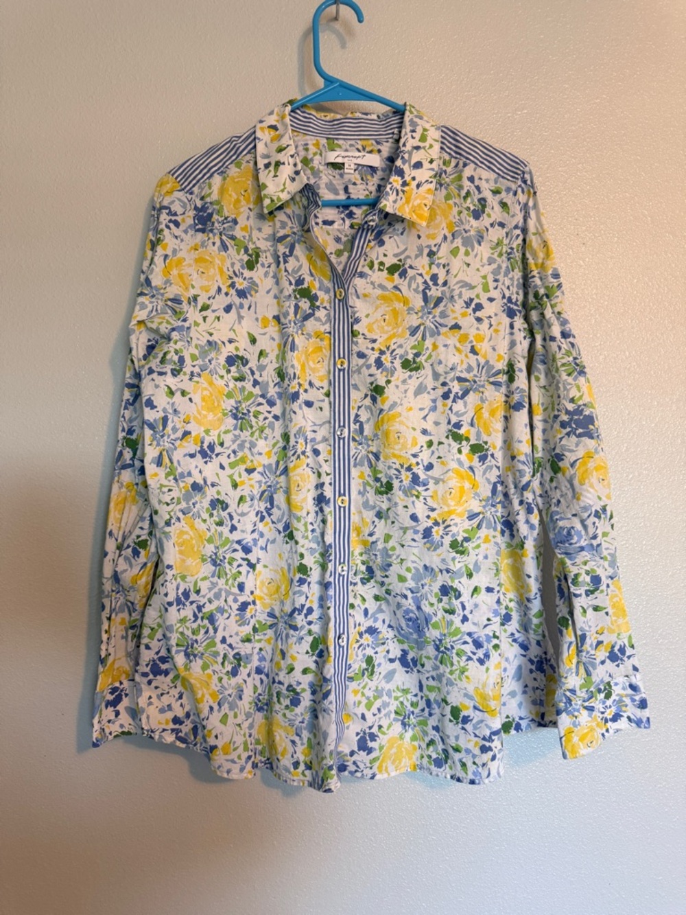 Foxcroft Yellow & Blue Floral Button-Down Shirt